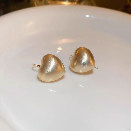 Brushed Drop Alloy Earring Heart