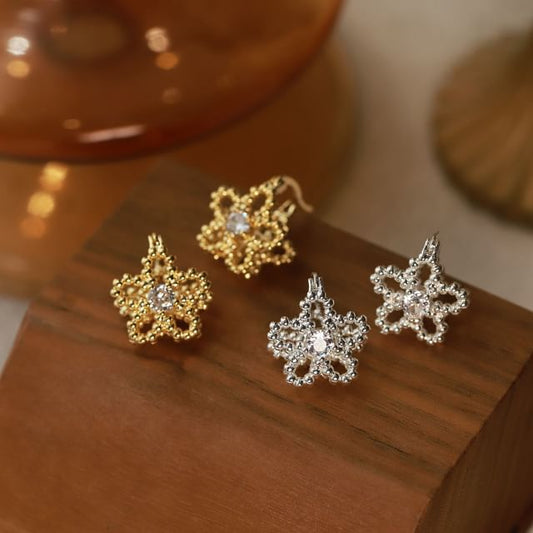 Rhinestone Flower Earring Huggie