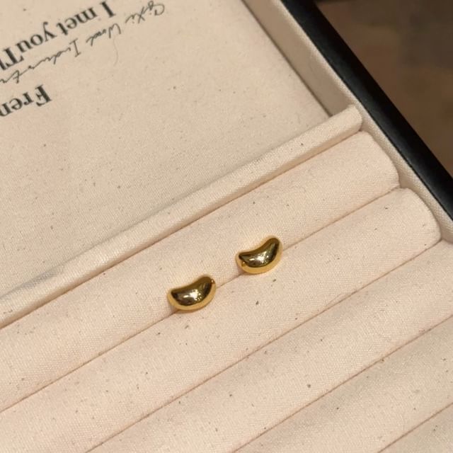 Stud Silver Bean Earring 925 Sterling