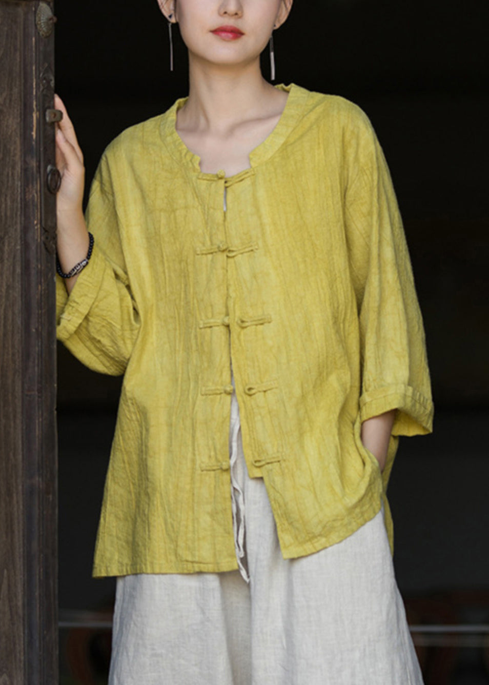 Gelbe Tie-Dye-Shirts mit niedrigem und hohem Design für den Herbst QB009