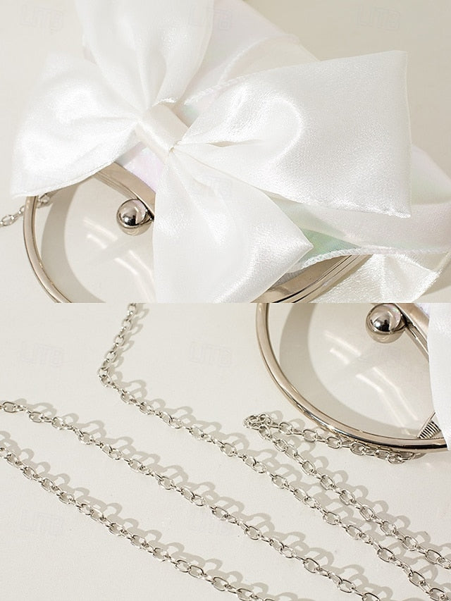 Satin Bow Women's Elegant – Pearl Evening Bag Clutch