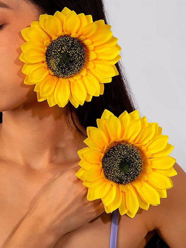 Drop Flower Women's Earrings - Floral Statement Oversized