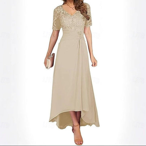 Elegant A-Line the of Neck Dress Bride Mother V Simple