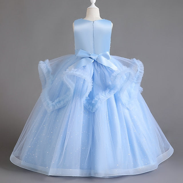 Party Color Solid Dress Sleeveless Kids Sequin Girls'