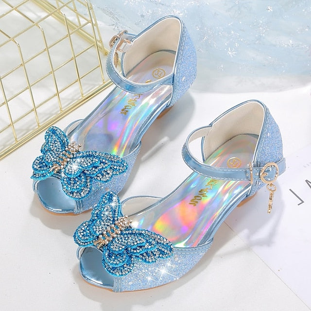 Silver Bowknot Princess – Glitter Shoes Girls' Sparkly