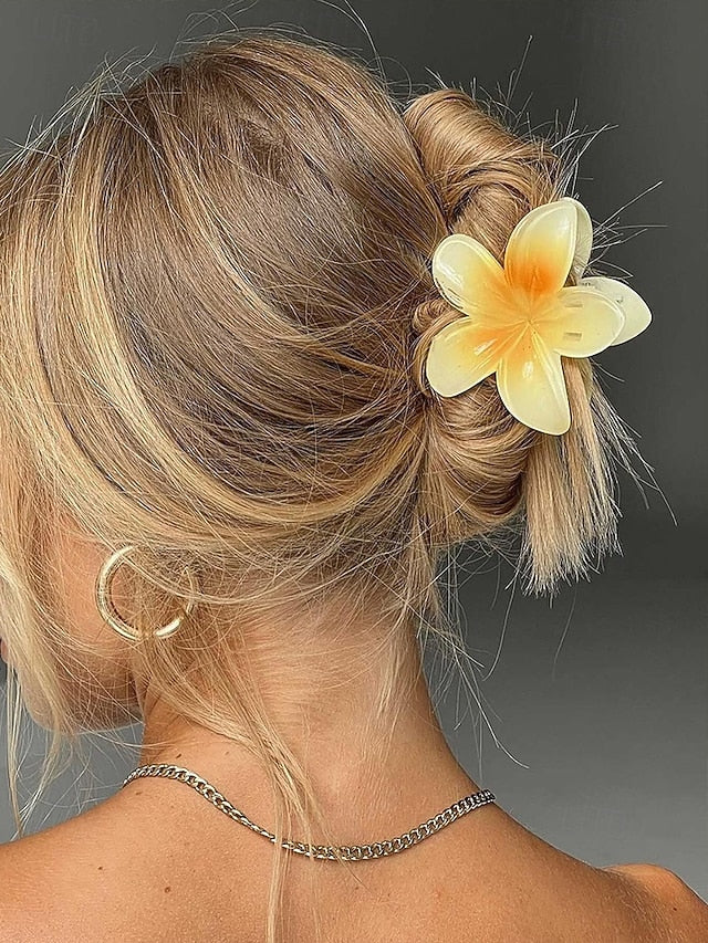 6PCS – Flower Resin Plumeria Hair Clips Tropical Hawaiian