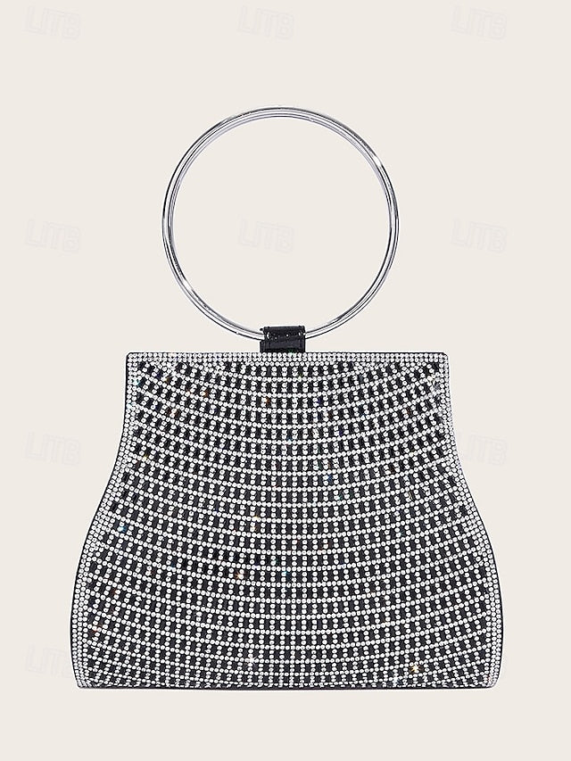 Handle Ring Crystal with – Elegant Gold Clutch Evening