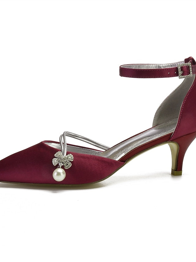 Heels Dark with Pearl and Blue Kitten Satin Women's