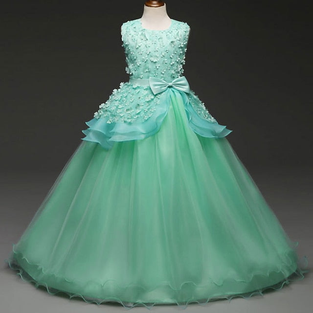 Flower Colored Girls' Girl Kids Dress Solid