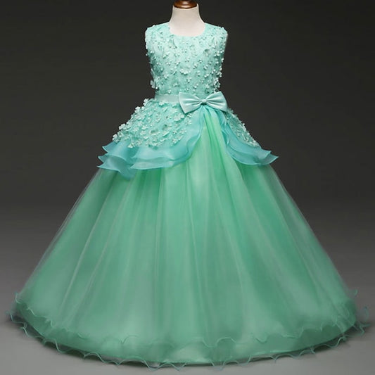 Flower Colored Girls' Girl Kids Dress Solid