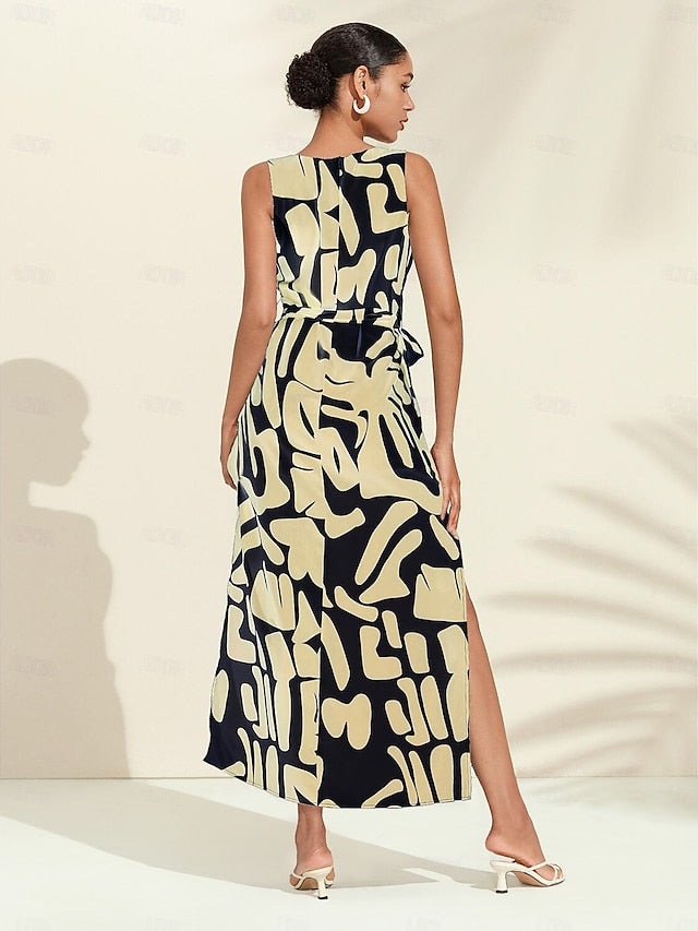 Women's Casual Dress Loose Dress Black White Sleeveless