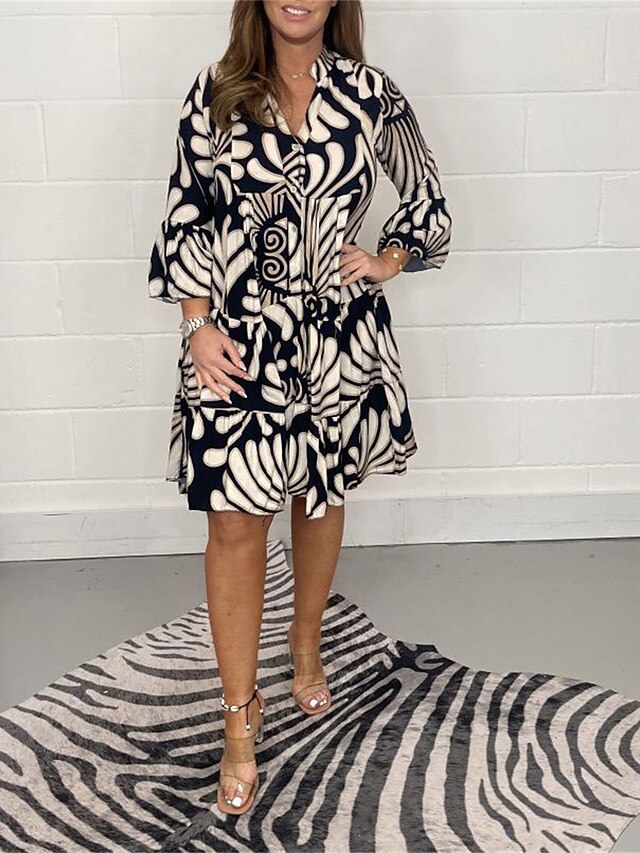 Women's Midi Dress Print Dress Spring Dress Fashion