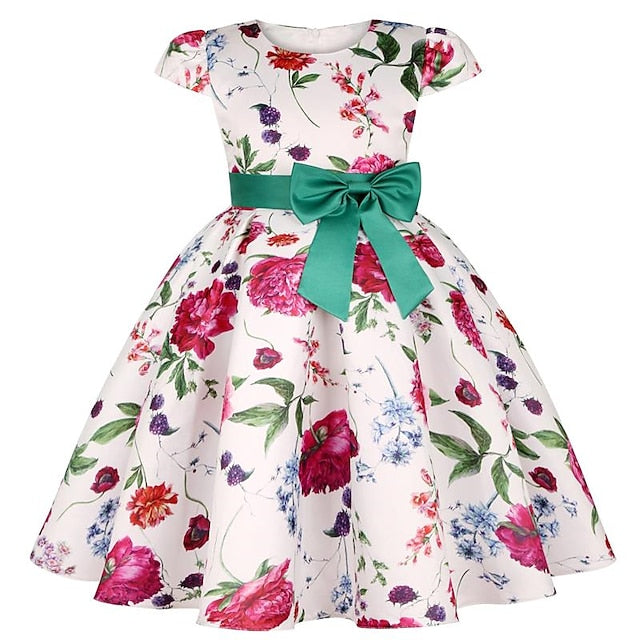 Kids Girls' Short Party Sleeve Dress Floral Flower