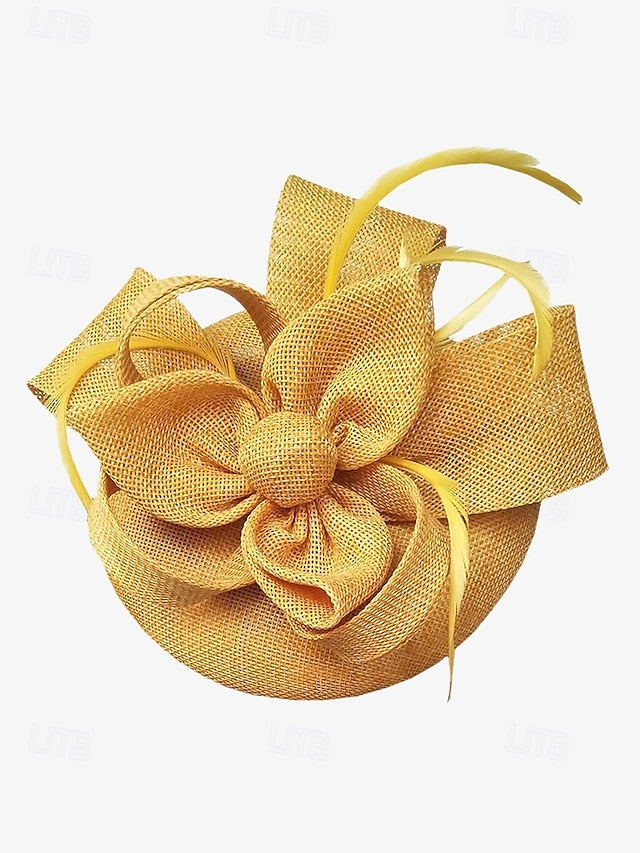 and Green with Women's Hat Bow Accents Feather Fascinator