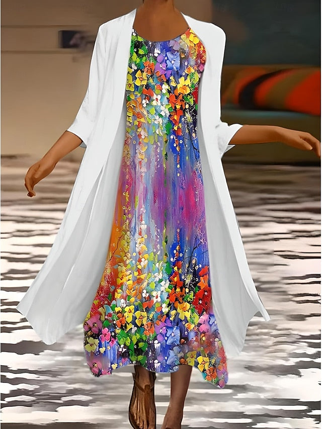 Women's Dress Set Summer Dress Vacation Casual Ombre Floral