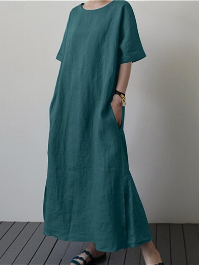 Women's Blue Black Yellow Summer Spring Maxi Dress Faux