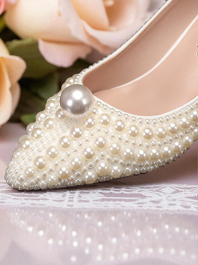 Matching Heel Pumps Kitten and Women's Pearl-Embellished