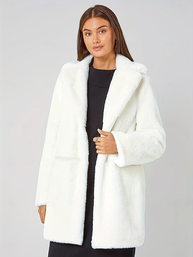 Knitting Pocket Faux Coat Warm Fur Comfortable Women's