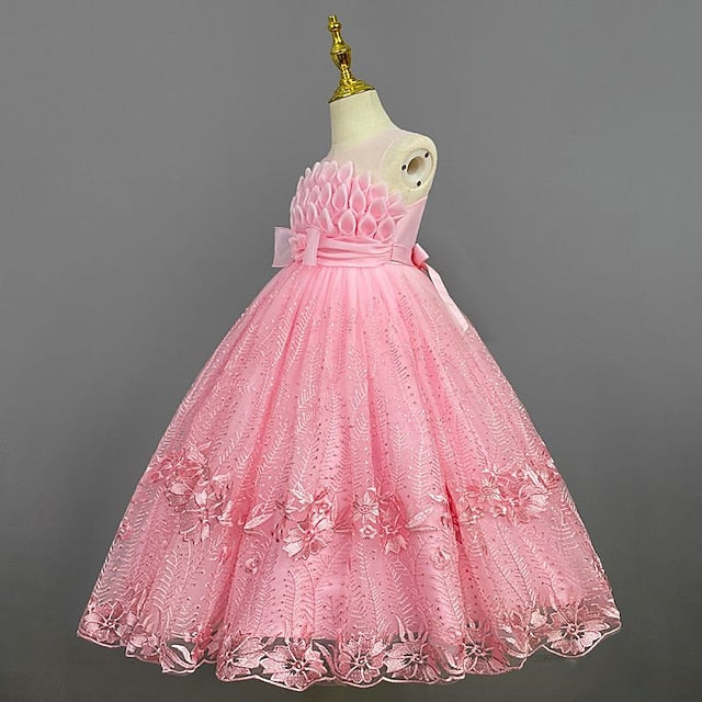 Flower Solid Kids Girl Girls' Dress Colored