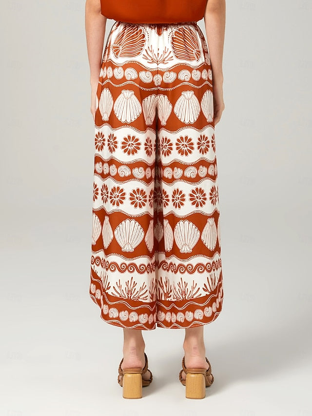 Printed casual orange Swing Pants