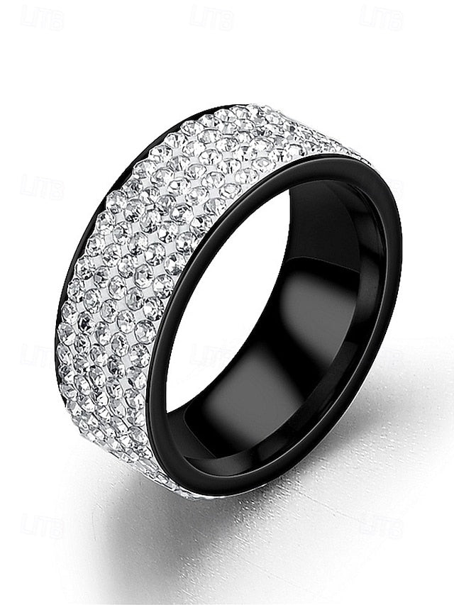 Full Band Wide Rhinestone Pave Men's with Rings