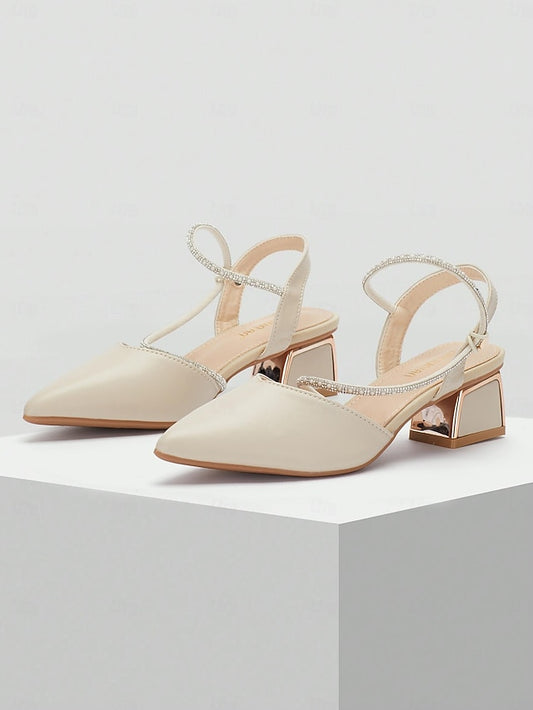 Pointed Rhinestone Heels Slingback Elegant Women's with Toe