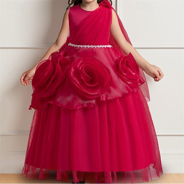 Cosplay Party Color Dress Solid Girls' Kids
