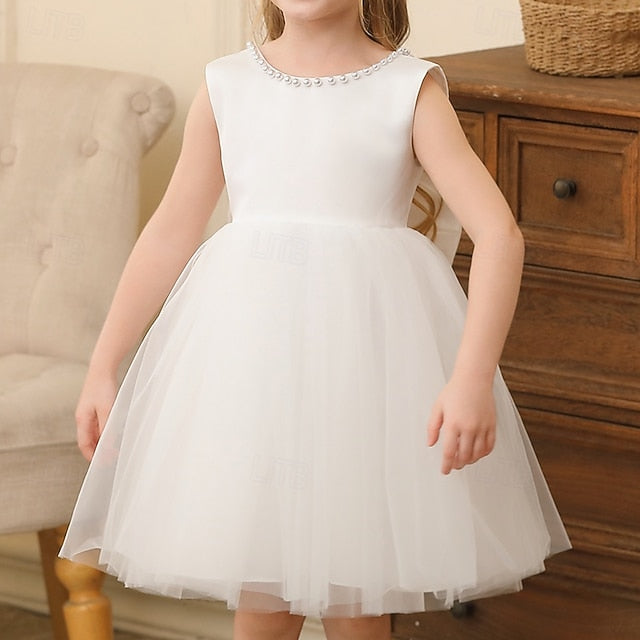 Wedding Sleeveless Party Color Kids Dress Solid Girls'
