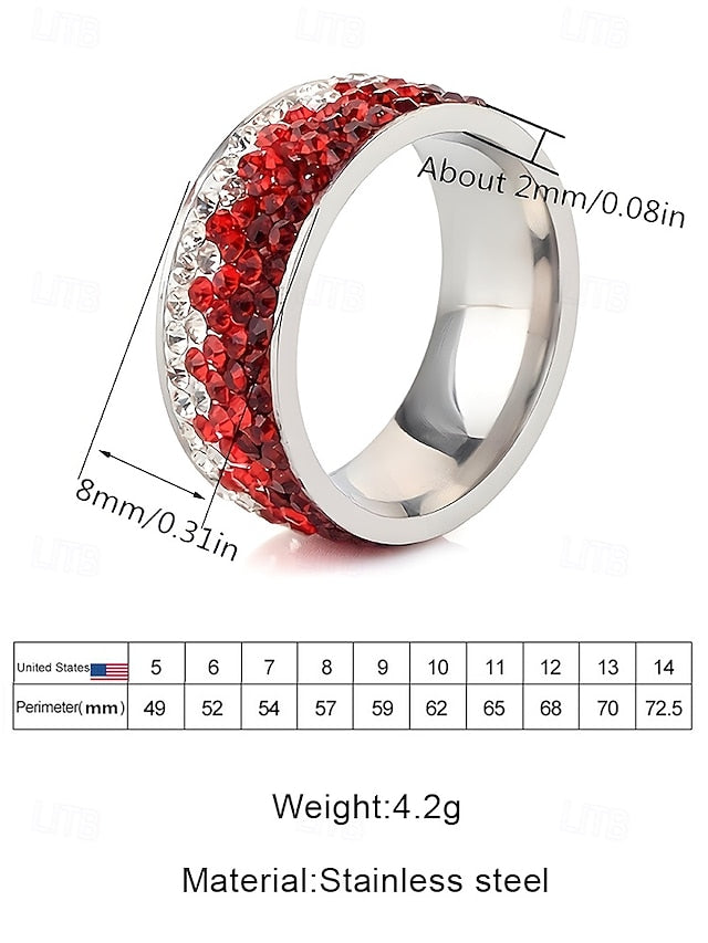 Steel Men's – Ring Red Stylish Christmas Stainless