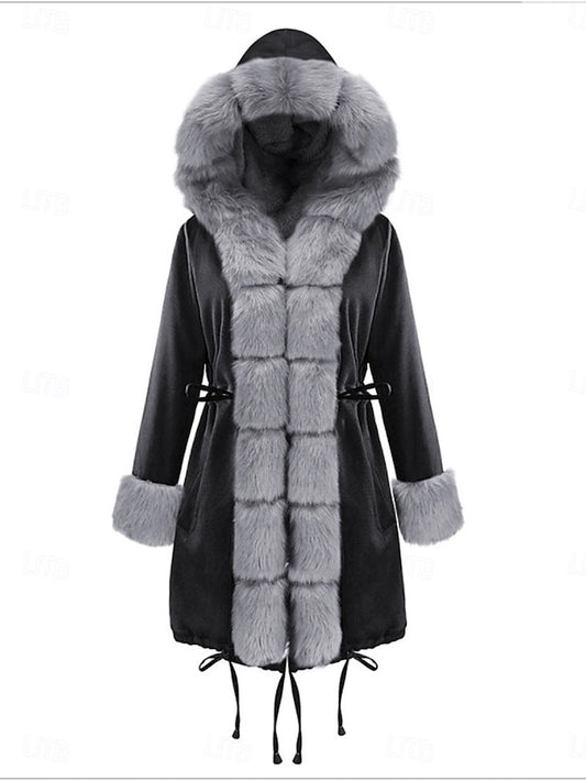 Women's Faux Coat Collar Warm Fur Breathable Pocket