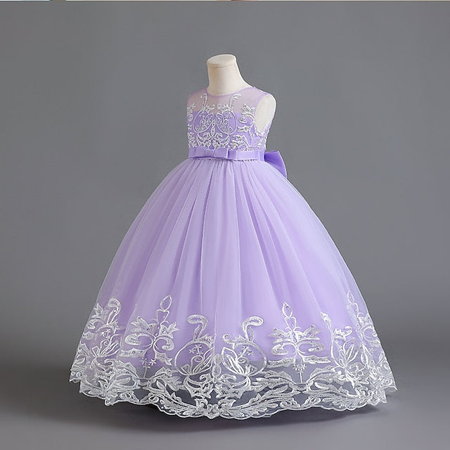 Dress Kids Wedding Girls' Flower Sleeveless Christening