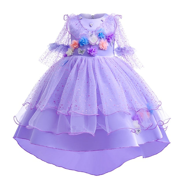 Encanto Fairytale Isabela Madrigal Girl Dress Flower Princess