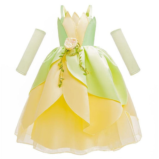 Bell Princess Tinker Girl Tiana Theme Flower Dress Fairytale