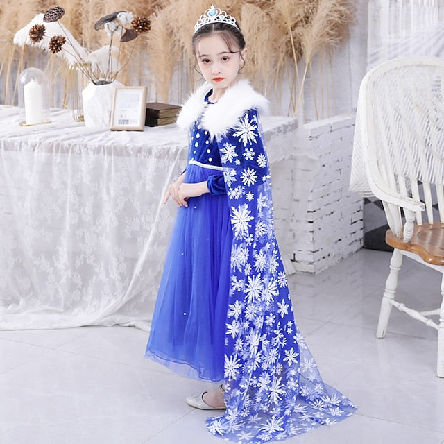 Theme Girl Princess Dress Fairytale Elsa Party Flower Frozen