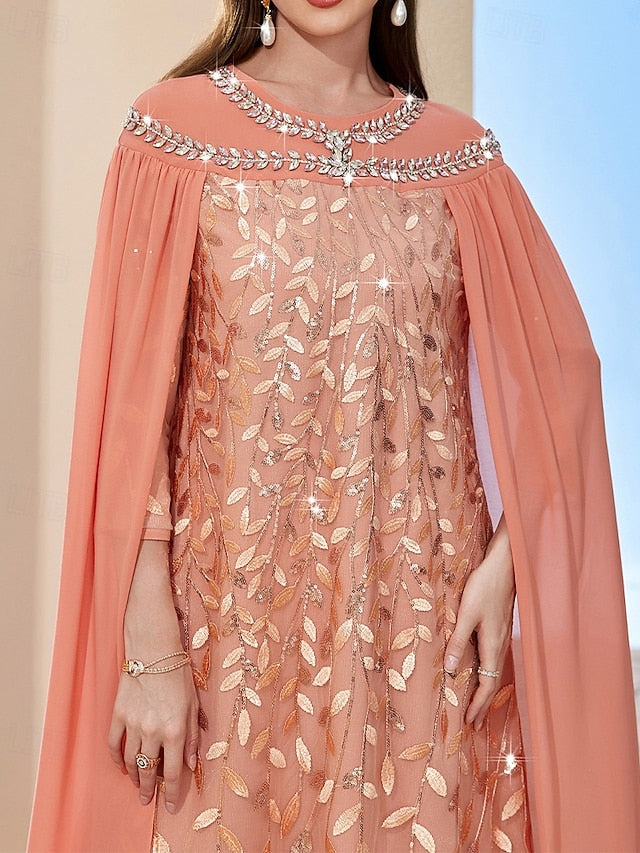 the of Cape A-Line Dress Vintage Elegant Mother Bride