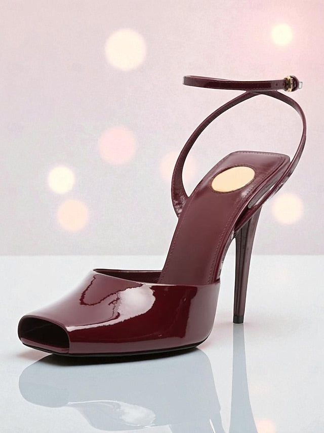 Green - Peep Dark High Women's Heels Patent Leather Toe