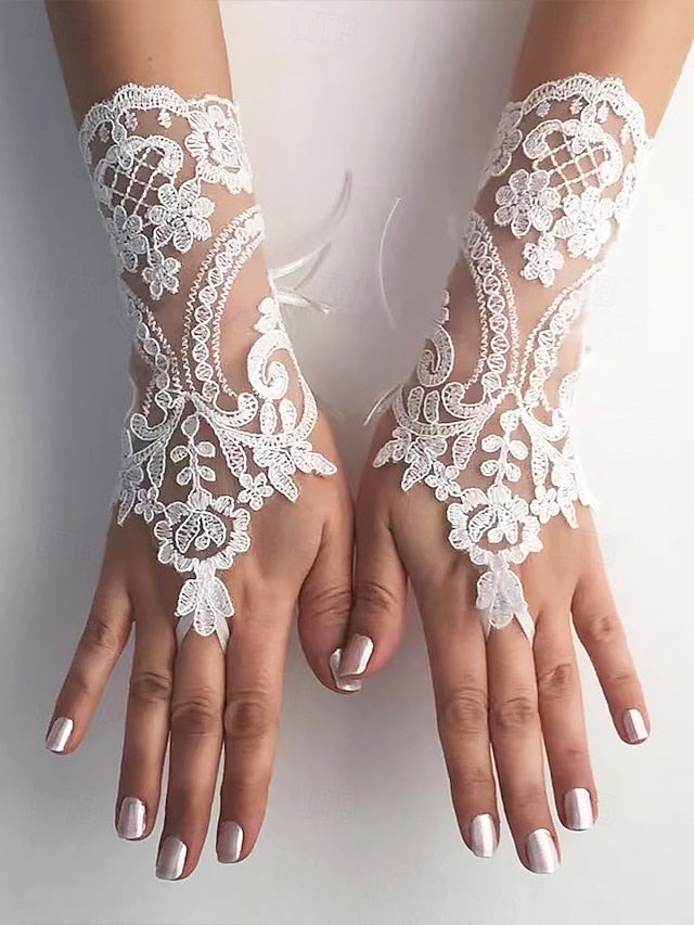 Wedding Lace White Vintage Gloves Fingerless Bridal – Elegant