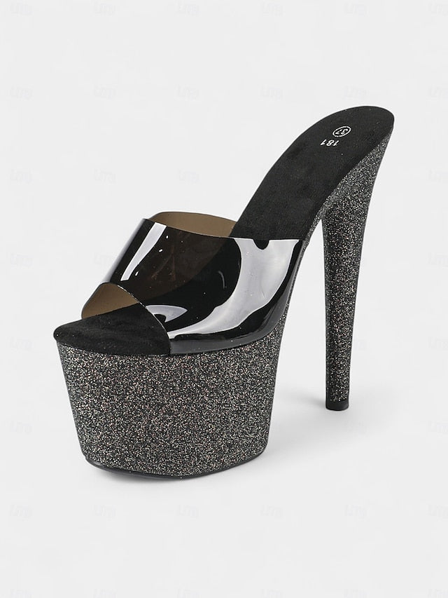 Red Stiletto Heels Women's Glitter Platform