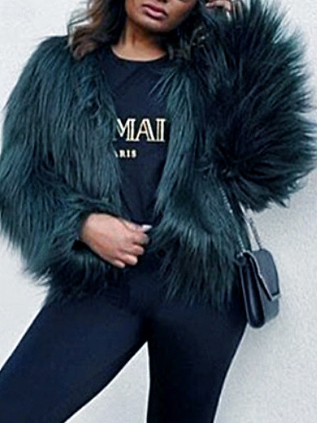 Leathers Women's Fur Comfortable Coat Faux Warm Furs