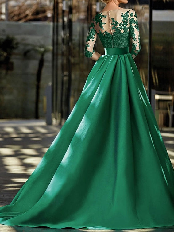 Evening Train Gown Formal Elegant A-Line / Sweep Dress Brush