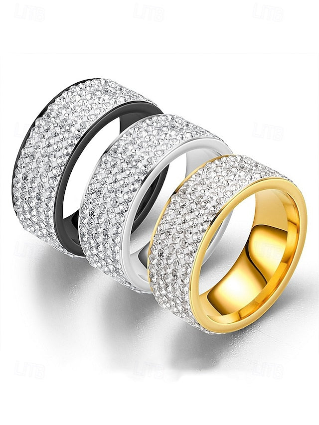 Full Band Wide Rhinestone Pave Men's with Rings