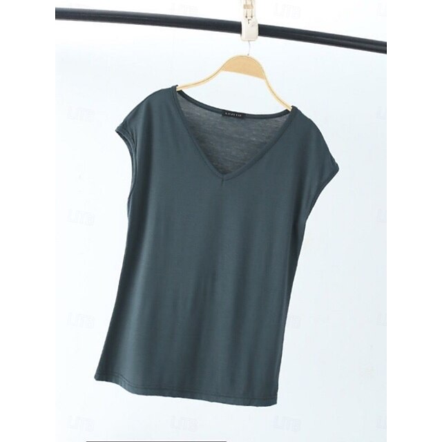 Women's Blouse Solid Color Stylish Casual Short Sleeve V