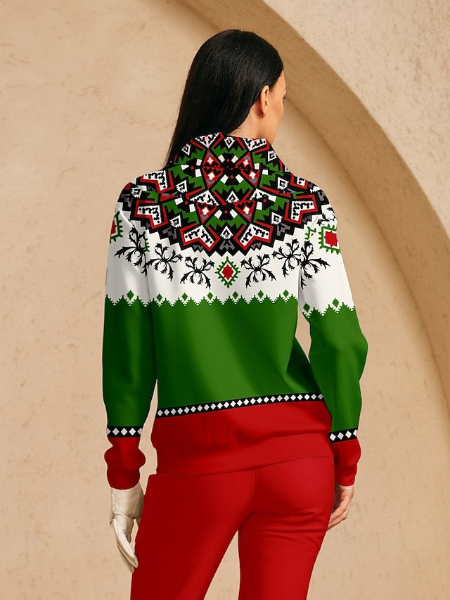 Women's Golf Pullover Sweatshirt Red Long Sleeve Top Ladies