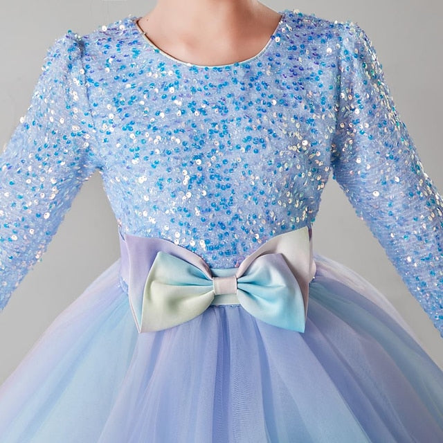 Party Long Dress Girls' Kids Flower Girl Color Solid