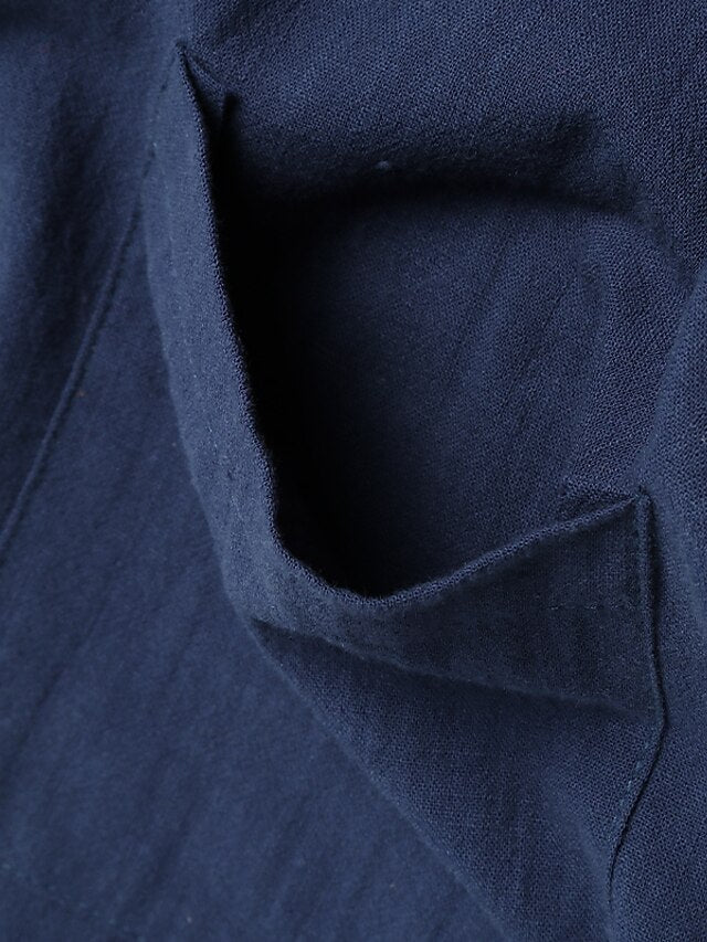 Women's Maxi long Dress Faux Cotton Linen Dresses White