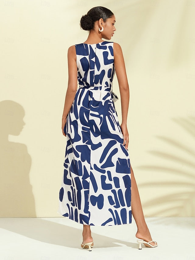 Women's Casual Dress Loose Dress Black White Sleeveless