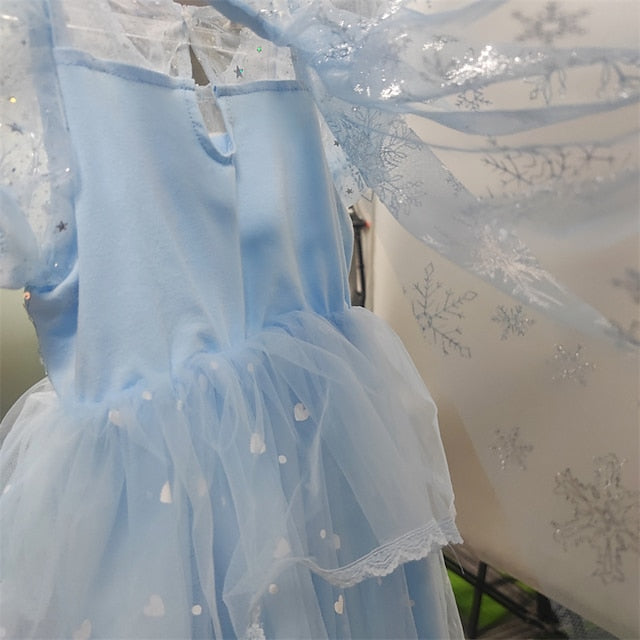 Cosplay Frozen Princess Cloak Dress Girl Elsa Flower
