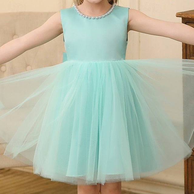 Wedding Sleeveless Party Color Kids Dress Solid Girls'