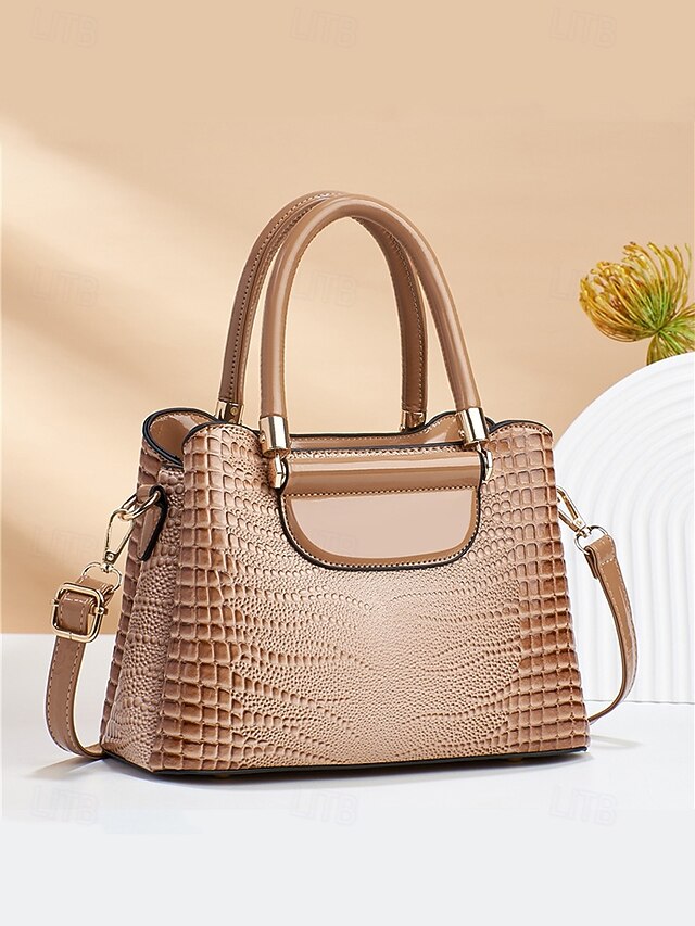 Elegant Croc-Embossed Faux Leather Handbag – Stylish Top