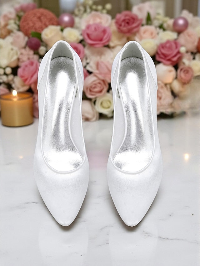 Women's Shoes White Wedding Mesh with and Polka Low Dot